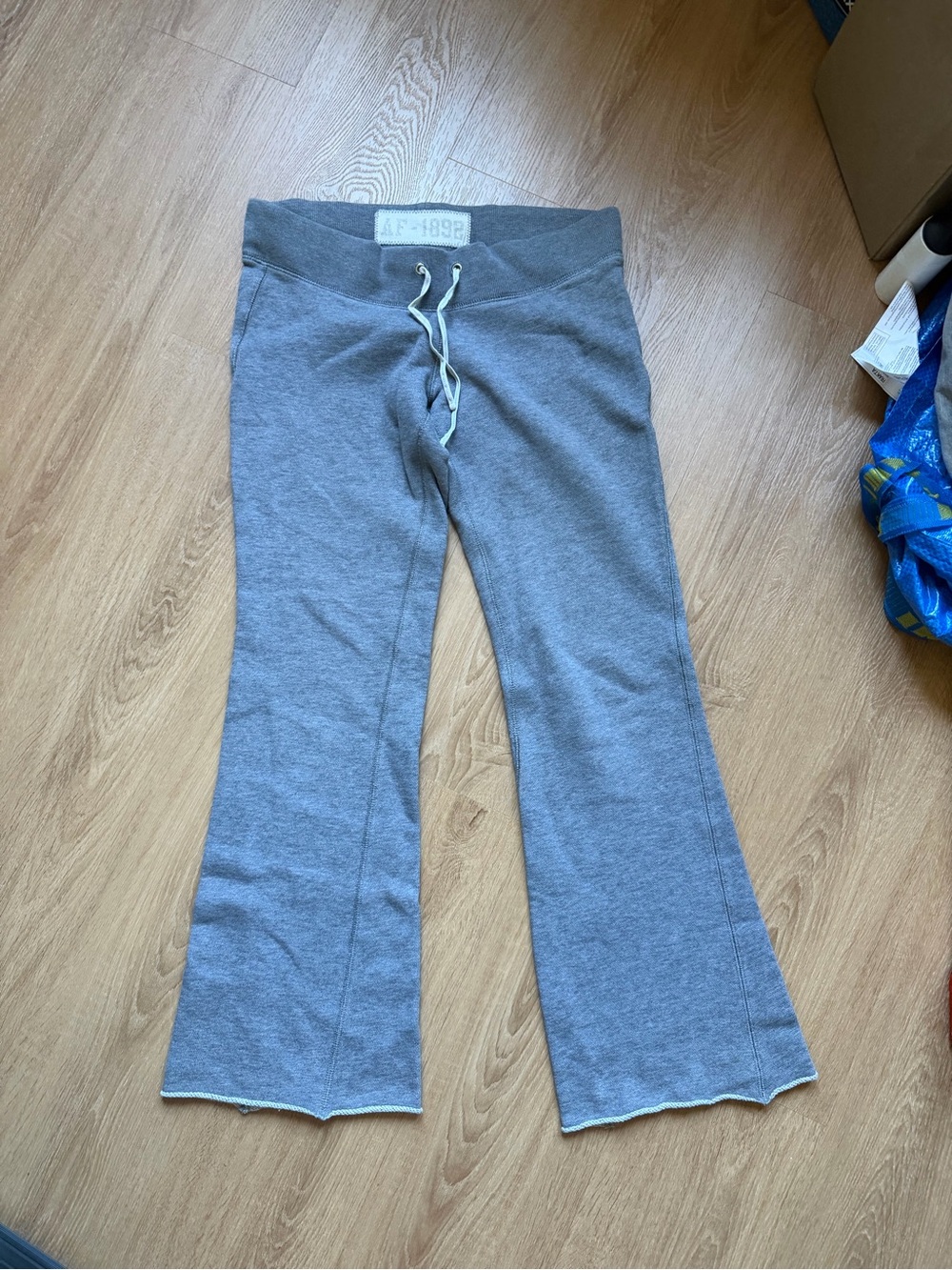 Abercrombie & Fitch Girls Gray Flare Sweatpants with Drawstring Waist